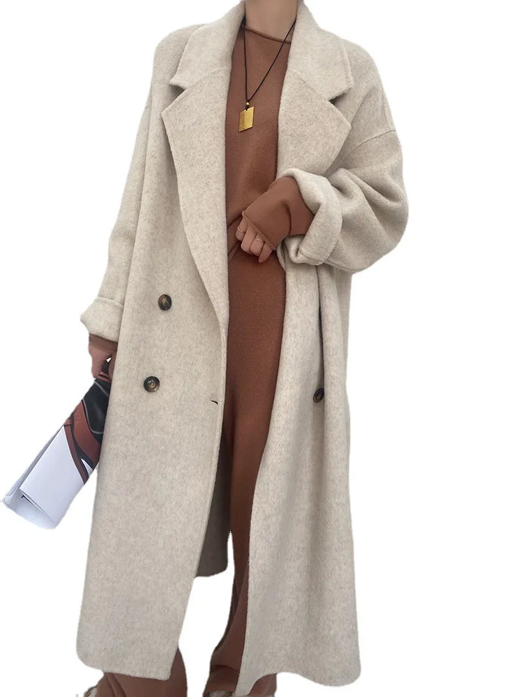 Women And Men Unisex Thicken Warm X-long Alpaca Woolen Overcoat Winter Cashmere Wool Maxi Loose Coat Oversize Cloak Outsize