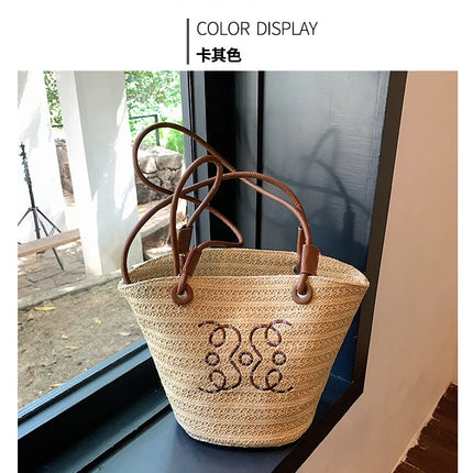 Borsa a tracolla retrò alla moda Borsa da donna Designer di marca di lusso Tote Borsa a tracolla in paglia da donna Borse da spiaggia eleganti da donna