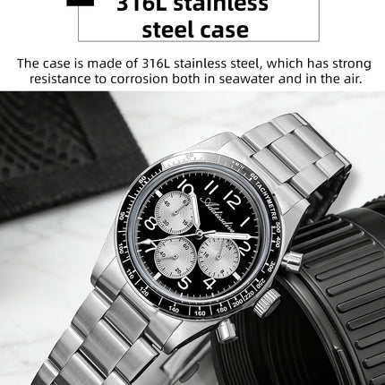 ADDIESDIVE New Chronograph 0S20 Quartz Wristwatch Luxury Men Watch Ceramic Bezel Domed Glass 100m Waterproof BGW9 Luminous