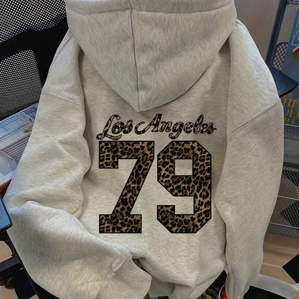 Plus Size 2025 Autumn Winter Women's Hooded Sweatshirt Long Sleeve Solid Color with Cute Little Dog Print Pullover