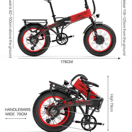 LANKELEISI X2000MAX E-Bicicletta per adulti 2000W 48V20AH City Ebicycle Pneumatico da 20 pollici Non pieghevole Strumento LCD Bicicletta elettrica