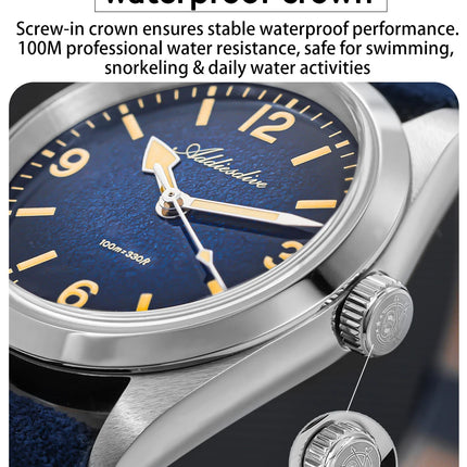 ADDIESDIVE New Quartz Watch Luxury Sapphire 2035 Movement 36mm Men Watch C3 Luminous Diving 100m Waterproof 316L Stainless Steel