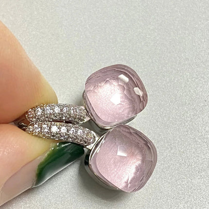 Classic Candy Color Earrings Inlay Transparent Zircon 27Colors Crystal Earrings Platinum Plated Fashion Jewelry For Women PlatiNum