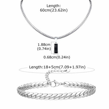 Vnox Set di 2 Pezzi Collana con Ciondolo e Bracciale da Uomo, Set di Gioielli in Acciaio Inossidabile Colore Nero Oro Argento, Regali di Gioielleria alla Moda platinumshop