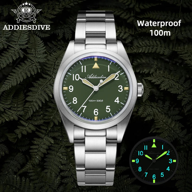ADDIESDIVE 36mm Men's Luxury Watch VH31 Titanium Alloy  Watch Super Luminous 100m Waterproof Men's Luminous Quartz Watches