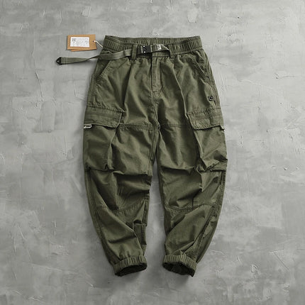 Men's corset casual pants loose 3D vertical cut retro military style outdoor scratch resistant multi-pocket cargo pants