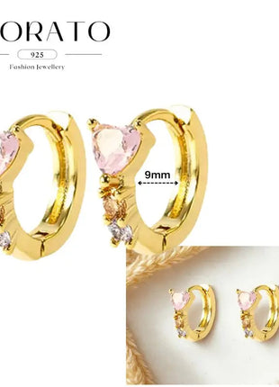 Lussuosa geometria 925 orecchio in argento sterling Ago rosa serie zircone orecchini a cerchio pendenti dolce moda regali di gioielli da sposa platinumshop