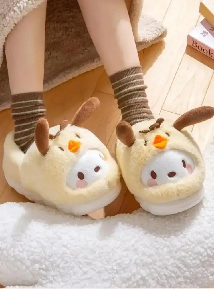 Anime Winter Plush Slippers Kuromi Hello Kitty Cinnamoroll Sanrioed Kawaii Cartoon Cute Indoor Thicken Warm Home Slippers