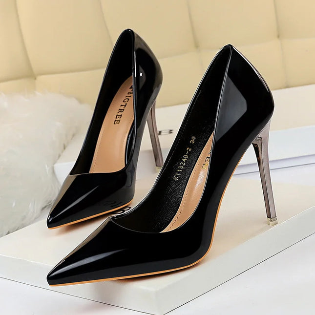 Women's High Heels Blue Green Valentine's Day Pumps Luxury Glossy Stiletto Wedding Bridal Disco Fashion Simple Solid Color 1829-2