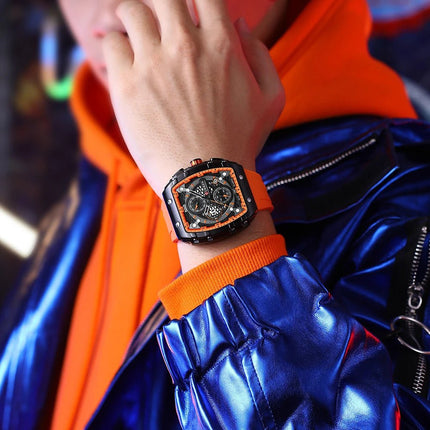 CURREN Orologio da uomo alla moda, marchio unico, design quadrato, lusso, nastro sportivo al quarzo, orologi da uomo impermeabili platinumshop