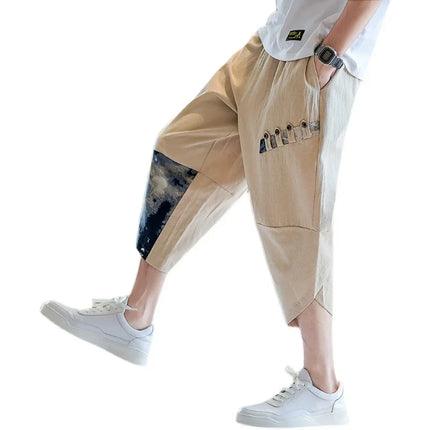 Pantaloni Kimono giapponesi da uomo in cotone traspirante Samurai Abbigliamento Pantaloni da uomo Stampa allentata Pantaloncini Harem retrò Pantaloni Hip Hop Harajuku