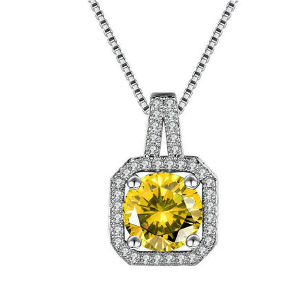 925 Sterling Silver Necklace For Women Round Pendent Sparkling Pave CZ Necklace Fashion Anniversary Birthday Jewelry Gifts N325 PlatiNum