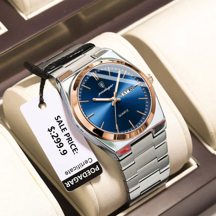 POEDAGAR Orologi da uomo di lusso Impermeabile luminoso Data Settimana Orologio da uomo in acciaio inossidabile Moda casual Orologio da polso da uomo al quarzo Reloj platinumshop