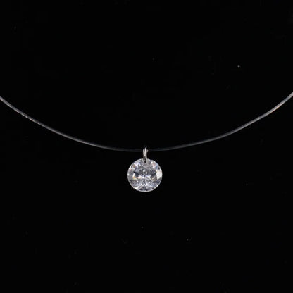 Collana femminile trasparente con lenza da pesca, catena invisibile color argento per donna, girocollo con strass
