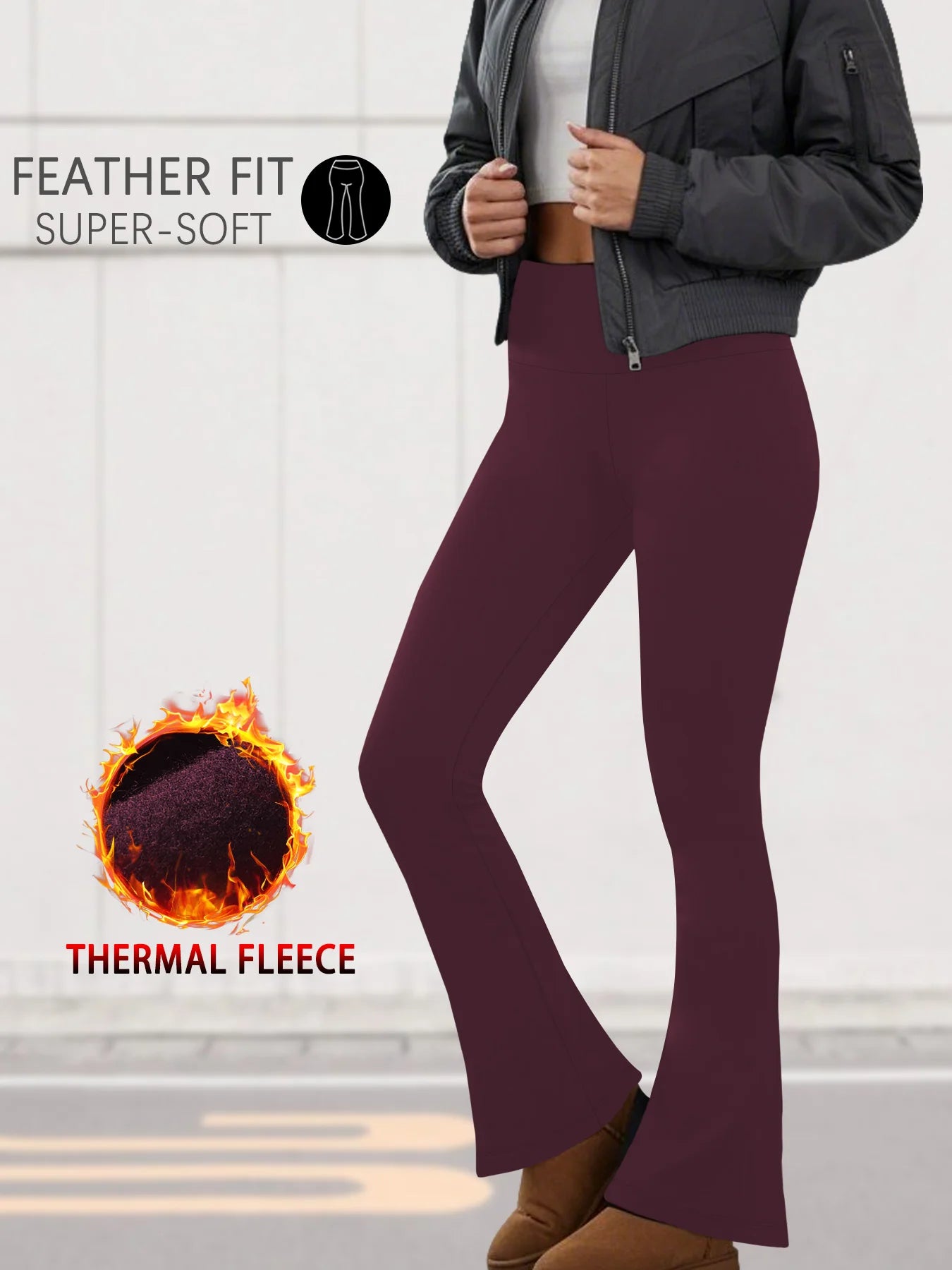 2 pack Women's Super Soft Fleece lining Leggings - High Waisted Flare Pants with Tummy Control, Ideal for Daily Wear