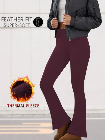 2 pack Women's Super Soft Fleece lining Leggings - High Waisted Flare Pants with Tummy Control, Ideal for Daily Wear