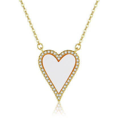 Collana con ciondolo a forma di cuore in pietra naturale Vintage in acciaio inossidabile per donna ragazza clavicola catena girocollo zircone gioielli di moda regalo