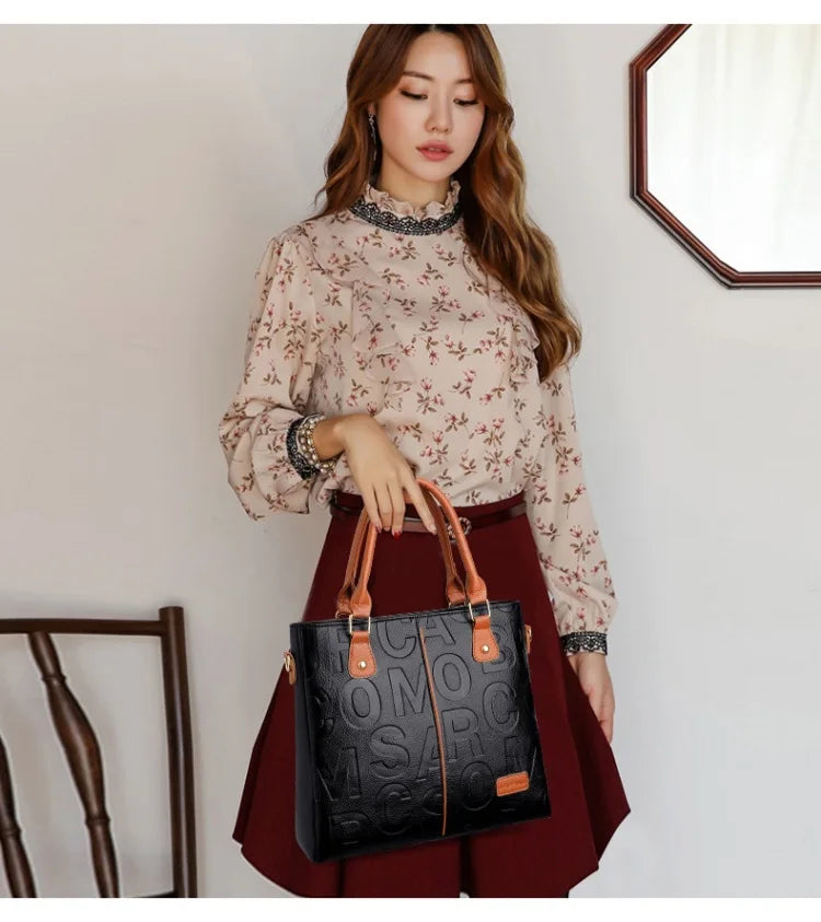Ladies Large Capacity Leather Shoulder Bag 2025 New Style Urban Simple Tote Bag Women's Single Shoulder Bag Daily Match PlatiNum