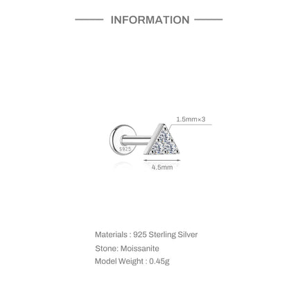 Aide S925 Sterling Silver Moissanite Silver Color Srud Earrings Women Heart Leaf Geometric DIY Ear Bone Sruds Piercing Jewelry PlatiNum