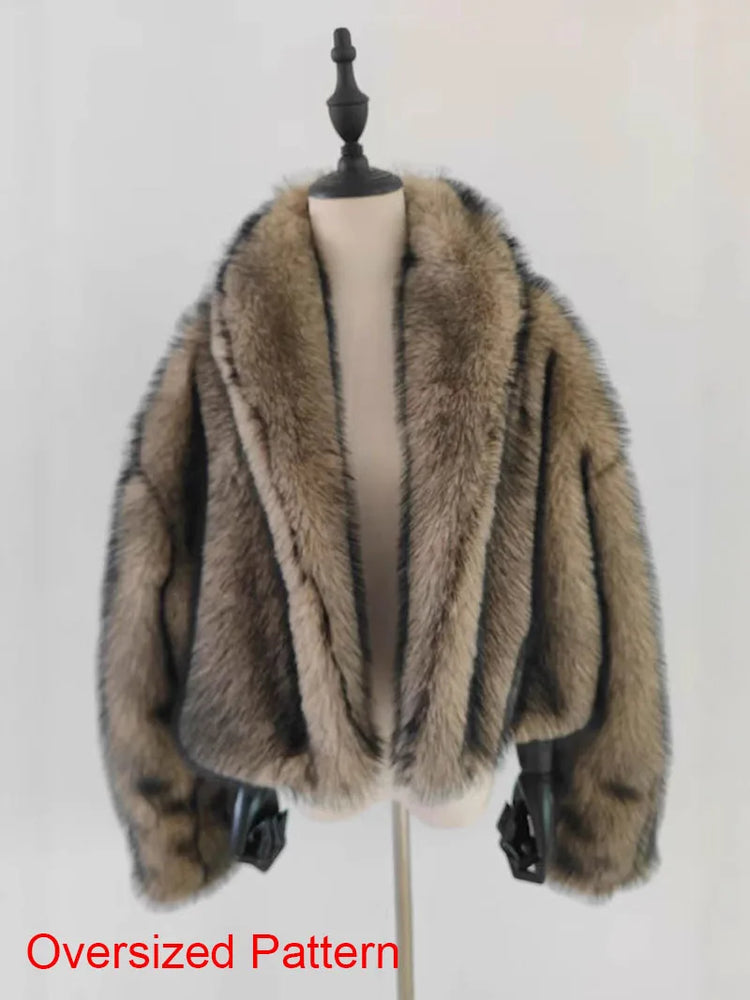 ZADORIN Oversized Fluffy Brown Faux Fur Coat Woman Clothes Winter Lapel Long Sleeve Short Fur Jackets for Woman Tops Outerwears