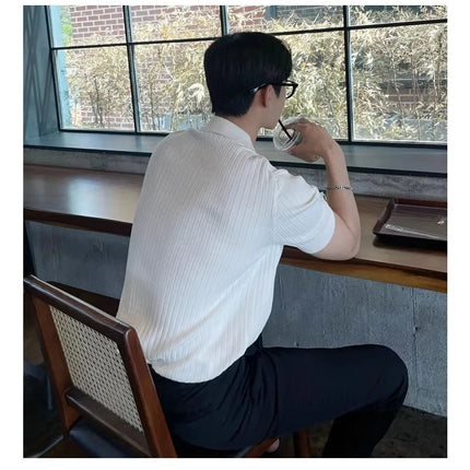 Men's Slim Fit Solid Color Stretchy Polo Shirt Sexy Fashion Trendy Cotton Casual Top Comfortable Elastic Summer Clothes