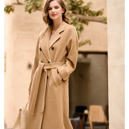 DUTRIEUX Women's Coat Double-sided 10% Cashmere 90% Wool Women's Long Coat Jacket, 2025 Winter New Long Cashmere Coat Women