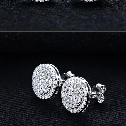 MossanRappr 0.9cttw Moissanite Bling Orecchini rotondi in argento sterling 925 Moda Gioielli Hip Hop Regali per donne e uomini platinumshop