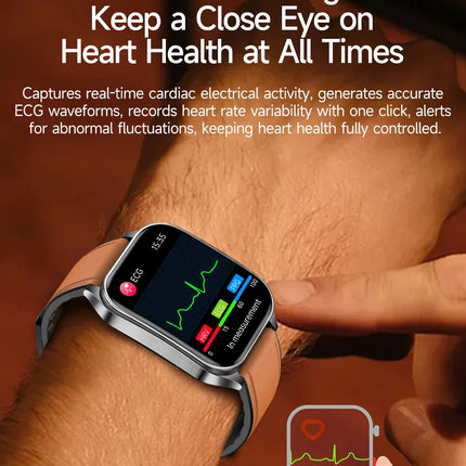 2026 Nuovo 650nm Terapia Laser Grassi nel sangue Acido urico Pressione sanguigna Smart Watch ECG + PPG Preciso Monitor di salute Smartwatch per gli uomini platinumshop