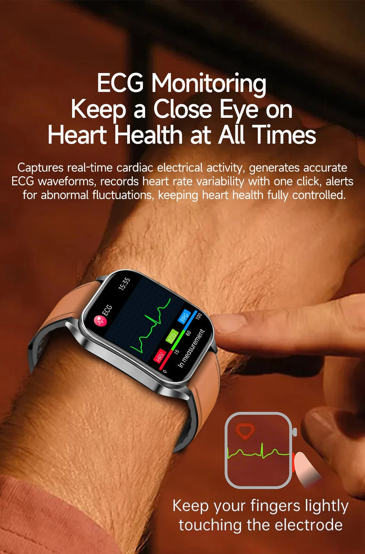 2026 Nuovo 650nm Terapia Laser Grassi nel sangue Acido urico Pressione sanguigna Smart Watch ECG + PPG Preciso Monitor di salute Smartwatch per gli uomini platinumshop