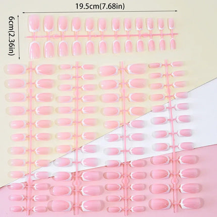 120Pcs Short Square Coffin Glossy Pink Full‑Cover Press‑On Acrylic Fake Nail Tips For DIY Nail Art Decoration