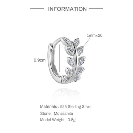 CANNER 1PC 6/7/8/9mm Moissanite 925 Sterling Silver Hoop Earrings Women Round Circle Piercing Earings Personalized Fine Jewelry PlatiNum