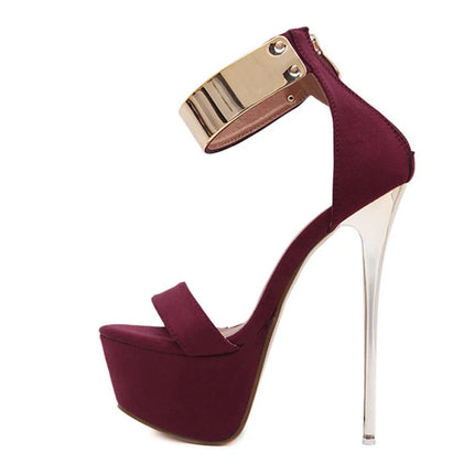 Liyke Fashion Design Metal Ankle Cover Strap Women Sexy 16CM Sandals Platform High Heels Party Club Stripper Pole Dance Shoes PlatiNum