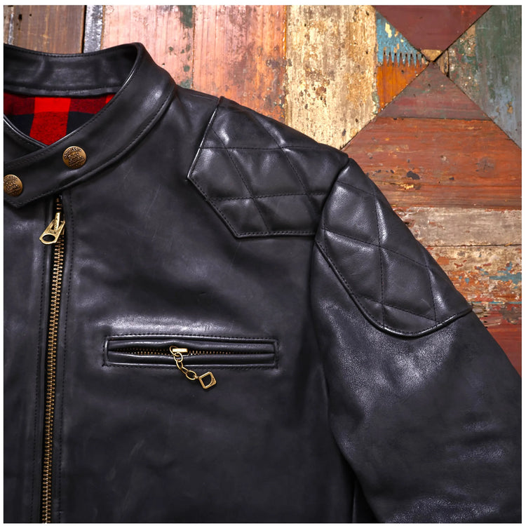 Genuine Leather Jacket Men Black Biker Coat Warm Windproof Snap Collar Zip Pockets Vintage Motorcycle Jacket Autumn Winter