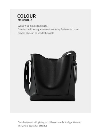 100% Genuine Leather Women Shoulder Bag Large Capacity Cowhide Bucket Bags Fashion Casual Female Crossobdy Bag 2391