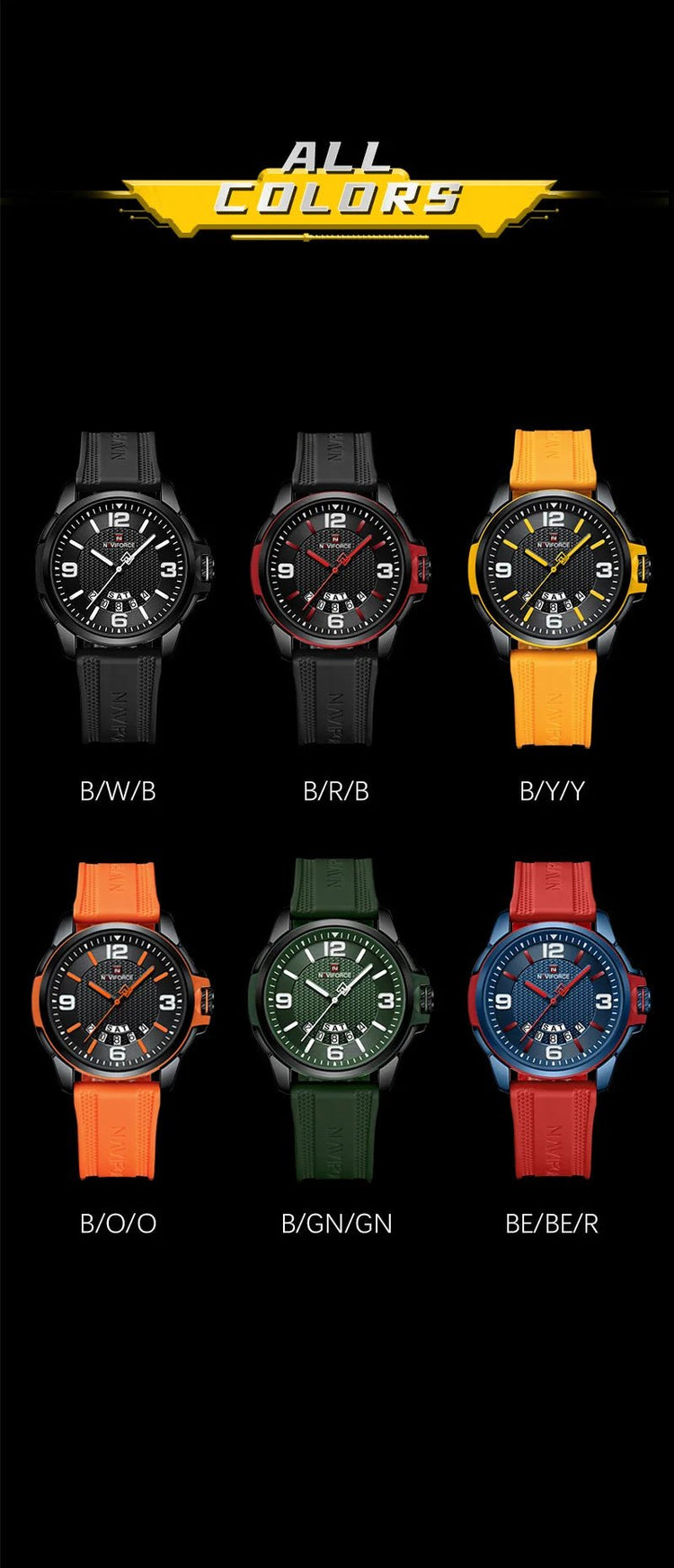 NAVIFORCE Creativo cinturino in TPU orologio da polso maschile moda sportiva 3ATM quarzo impermeabile giorno e data display orologi da uomo Reloj Hombre platinumshop