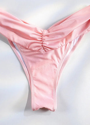 Set Bikini Sexy con Pieghe, Micro Bikini Tinta Unita, Costume da Bagno Femminile a Triangolo, Abbigliamento da Spiaggia platinumshop
