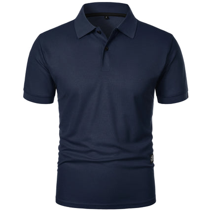 Men's Casual Short Sleeve Button-Up Lapel Solid Color T-Shirt