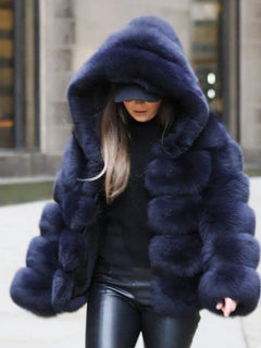 ZADORIN Winter Thick Warm Fluffy Faux Fur Coat Women Furry Hooded Long Sleeve Faux Fur Jacket Luxury Fur Coats Female Outerwears