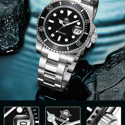 ADDIESDIVE Stainless Steel Watch Men's European and American Business Leisure Quartz Watch Waterproof Outdoor Sports Watch