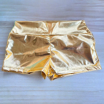 Slim Stretch High Waist Shorts for Women Shiny Sliver Gold Color Black Shorts Sexy Nightclub Party Women's Outfits