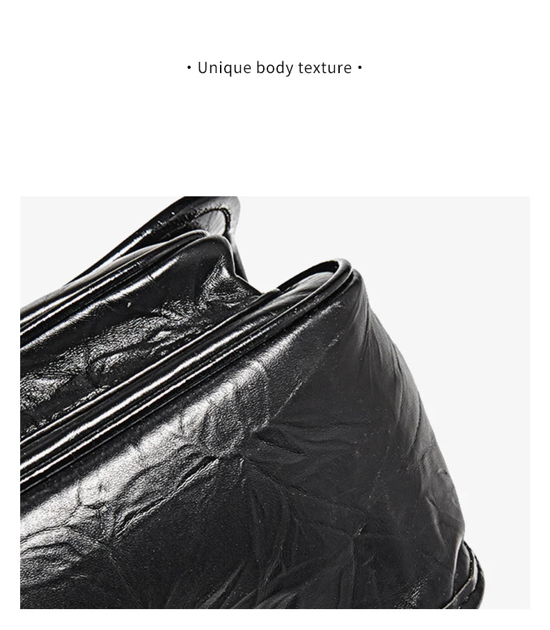 FOXER Women Genuine Leather + PU Shoulder Handbag Classic Fashion Black Tote Chain Bag