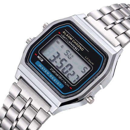 Elegante orologio digitale da donna Orologio da polso elettronico da donna d'affari in acciaio inossidabile oro argento Orologio da uomo Zegarek Damski platinumshop