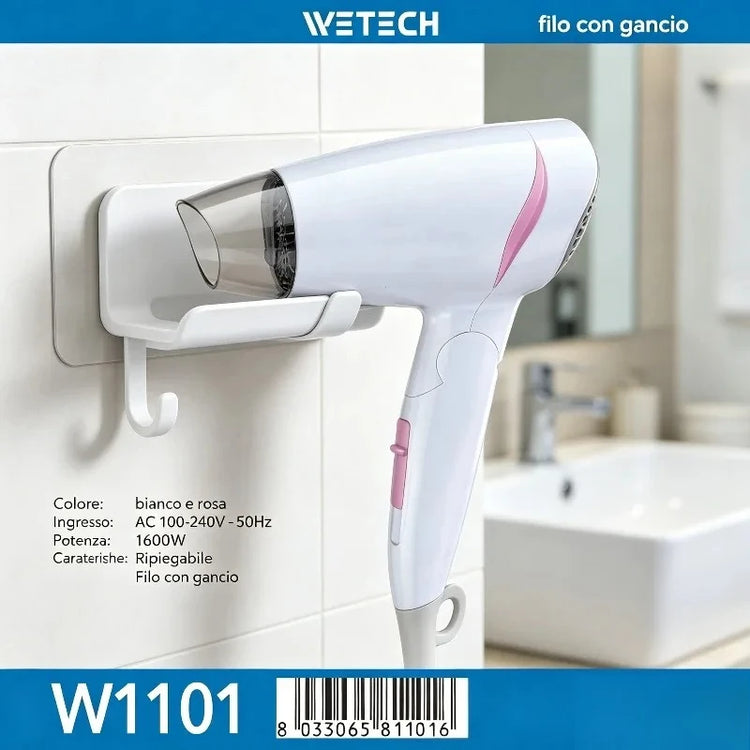 1600W Dual Voltage Hair Dryer Foldable Design 100-240V Portable Travel Hairdryer Hot Cold Air Styling Tool Hotel Use