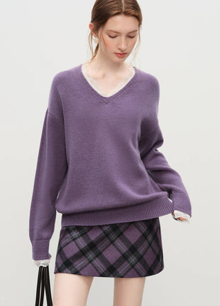 FSLE Autumn Party Skirt High Waist Retro Plaid Knit WoolShort Skirt For Women 2025 Fall Winter New Arrival Y2K Mini A-line Skirt PlatiNum