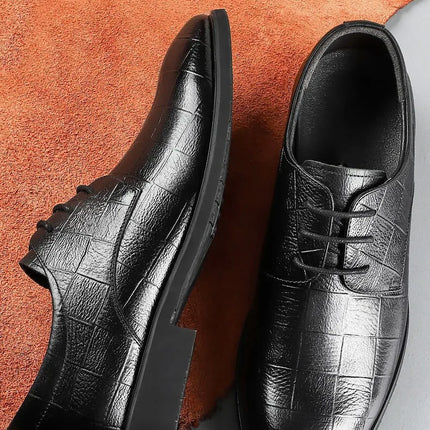 Scarpe Formali da Uomo in Pelle Traspirante con Design Traforato, Casual Estive a Punta Tonda e Tacco Basso, Comode da Indossare