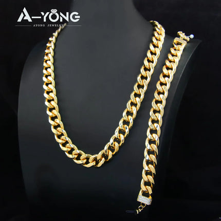 Set di gioielli Hip Hop di lusso placcato oro 21k Dubai Fashoin Collana a catena cubana Arabo Donna Uomo Punk Evento Gioielli per feste platinumshop