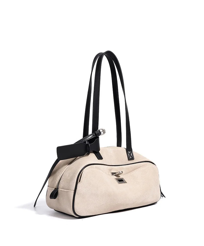 MENDY Borsa in pelle scamosciata Borsa a tracolla con cuscino in pelle Borsa casual ascellare da donna unica in morbida pelle Novità nella borsa tote Designer di lusso