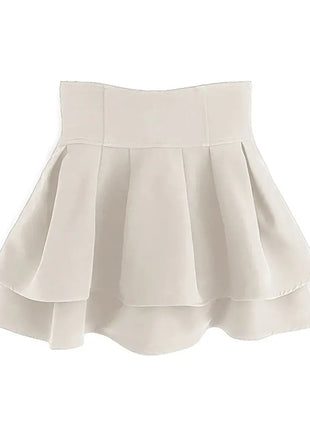 Minigonna a balze Lautaro Primavera Estate Nera Dolce Carina Kawaii a Vita Alta da Donna, Abbigliamento Cutecore Stile Giapponese Moda