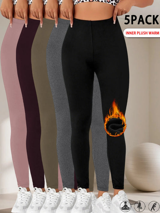 5PACK Super Soft Fleece Lined Leggings Women, Workout Yoga Running Thermal Warm Pants For cold winter