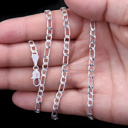 Exquisite Fashion 18K Gold Filled Necklace For Women Men Size 16-30 Inch Jewelry 4mm Figaro Chain Necklaces Wholesale PlatiNum